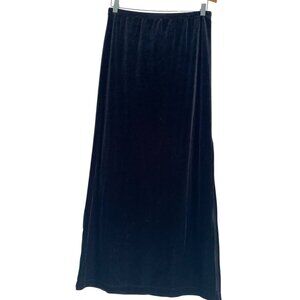 Vintage La Belle Womens Velvet Maxi Skirt Sz L Black Vamp Slit Goth Made In USA